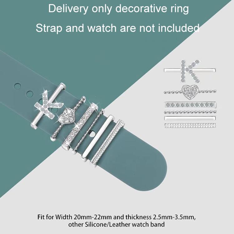 6pcs / Set Smart Watch Silicone Band Decorative Ring Metal Accessories, Size: K
