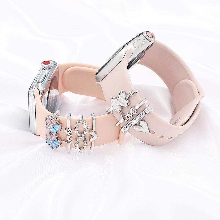 4pcs / Set 22mm Width Smart Watch Silicone Band Decorative Ring Metal Accessories