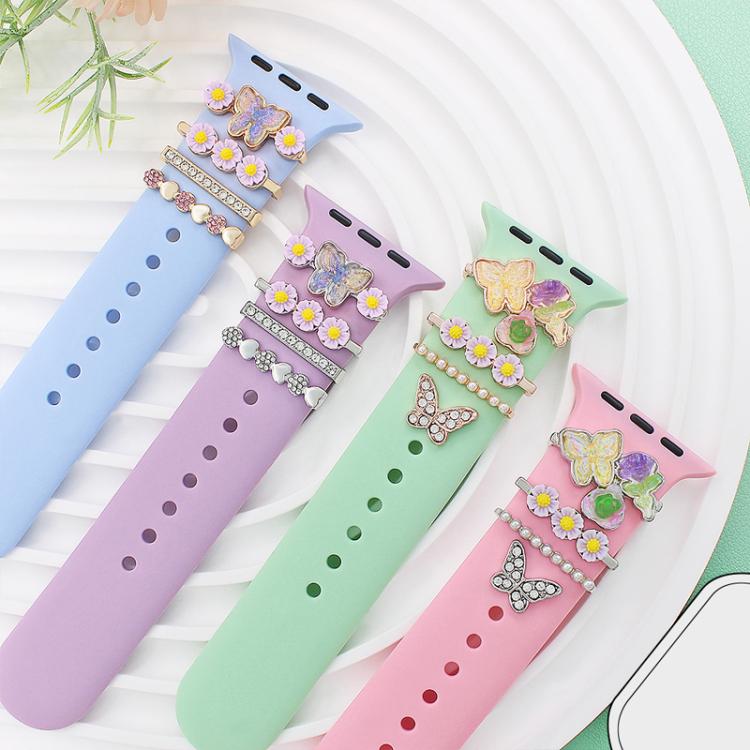 4pcs / Set 22mm Width Smart Watch Butterfly Flower Band Decorative Ring Metal Accessories, Style: 4