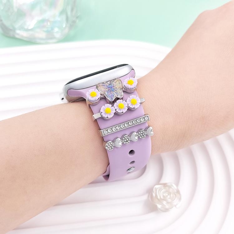 4pcs / Set 22mm Width Smart Watch Butterfly Flower Band Decorative Ring Metal Accessories, Style: 2