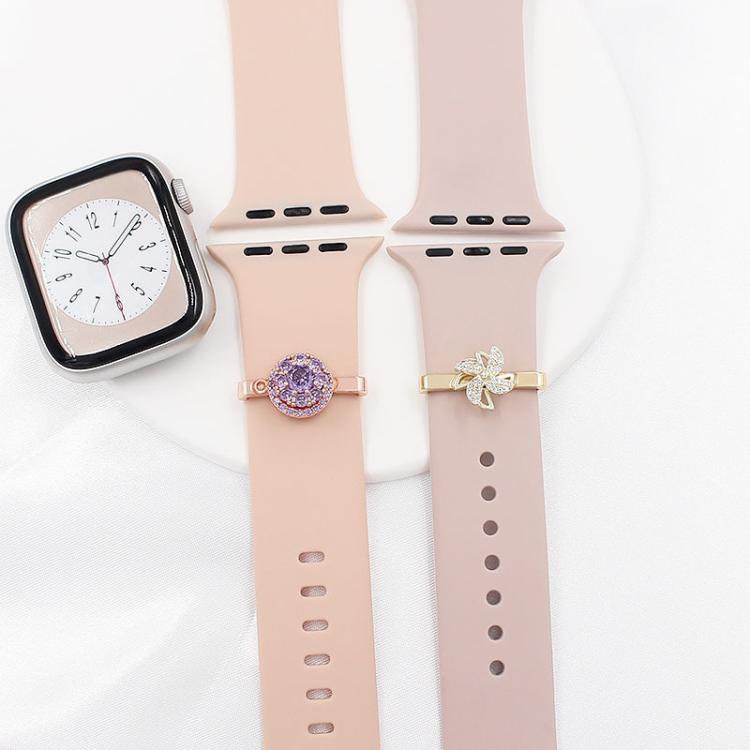 21mm Width Rotatable Smartwatch Strap Decorative Ring Metal Accessories, Style: Purple Flower Ring