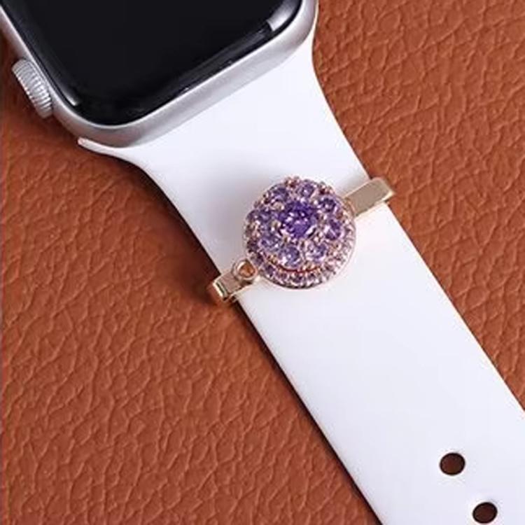 21mm Width Rotatable Smartwatch Strap Decorative Ring Metal Accessories, Style: Purple Flower Ring