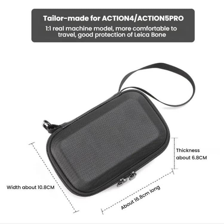 BKANO For DJI Osmo Action 3 / 4 / 5 Pro Storage Bag Sports Camera Handbag - Black
