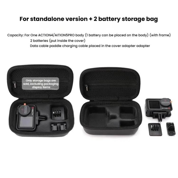 BKANO For DJI Osmo Action 3 / 4 / 5 Pro Storage Bag Sports Camera Handbag - Black