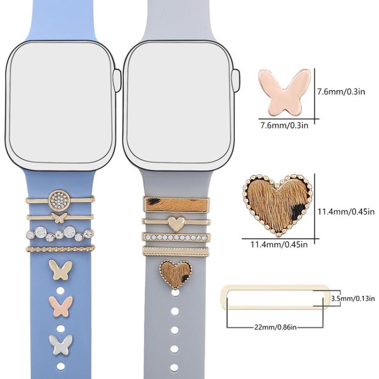 22mm Width Smart Watch Silicone Band Decorative Ring Metal Accessories, Style: Dog Paw Silver