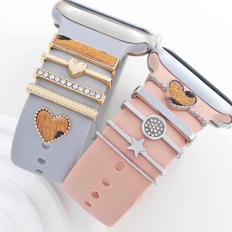 22mm Width Smart Watch Silicone Band Decorative Ring Metal Accessories, Style: Butterfly Gold