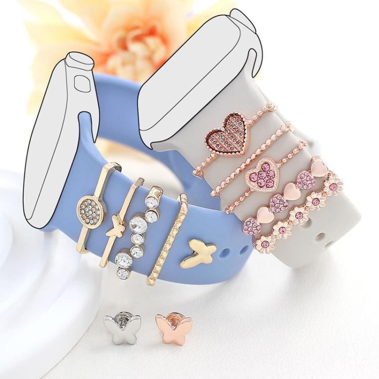 22mm Width Smart Watch Silicone Band Decorative Ring Metal Accessories, Style: Dog Paw Silver