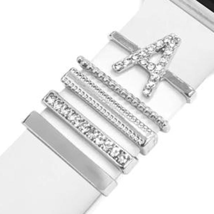 5pcs / Set 21mm Width Smart Watch Band Letter Decorative Ring Metal Accessories, Style: A - 银色