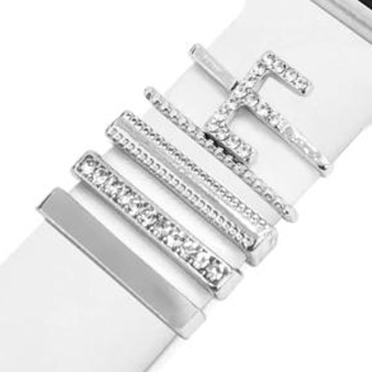 5pcs / Set 21mm Width Smart Watch Band Letter Decorative Ring Metal Accessories, Style: E - 银色