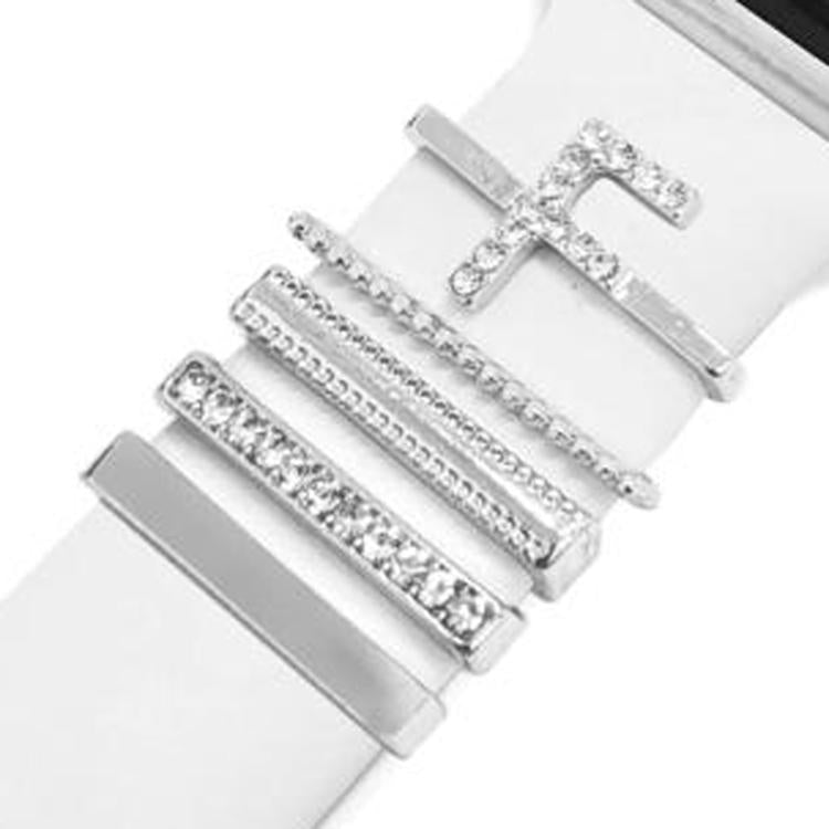 5pcs / Set 21mm Width Smart Watch Band Letter Decorative Ring Metal Accessories, Style: F - 银色