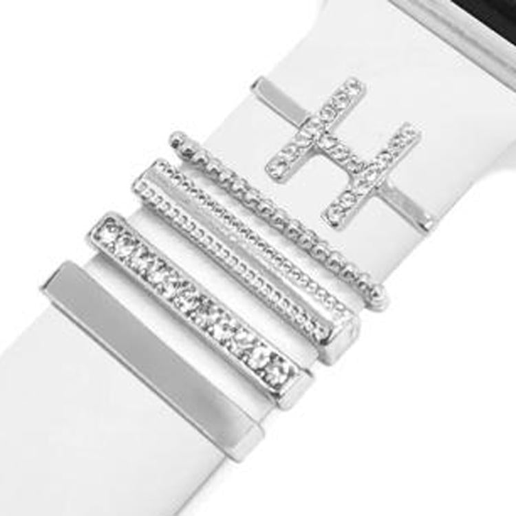 5pcs / Set 21mm Width Smart Watch Band Letter Decorative Ring Metal Accessories, Style: H - 银色