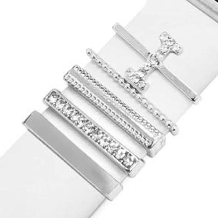 5pcs / Set 21mm Width Smart Watch  Band Letter Decorative Ring Metal Accessories, Style: I - 银色