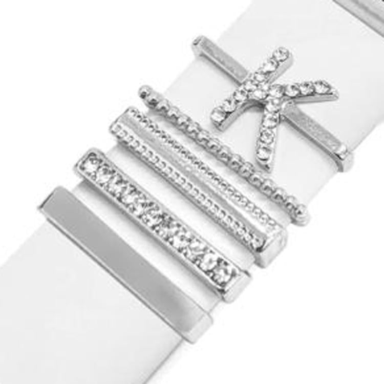 5pcs / Set 21mm Width Smart Watch Band Letter Decorative Ring Metal Accessories, Style: K - 银色