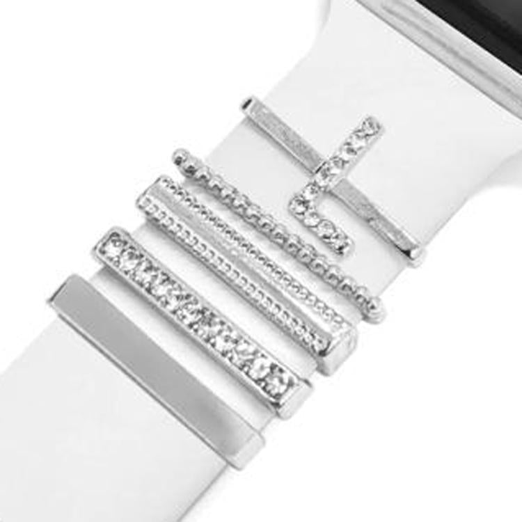 5pcs / Set 21mm Width Smart Watch Band Letter Decorative Ring Metal Accessories, Style: L - 银色