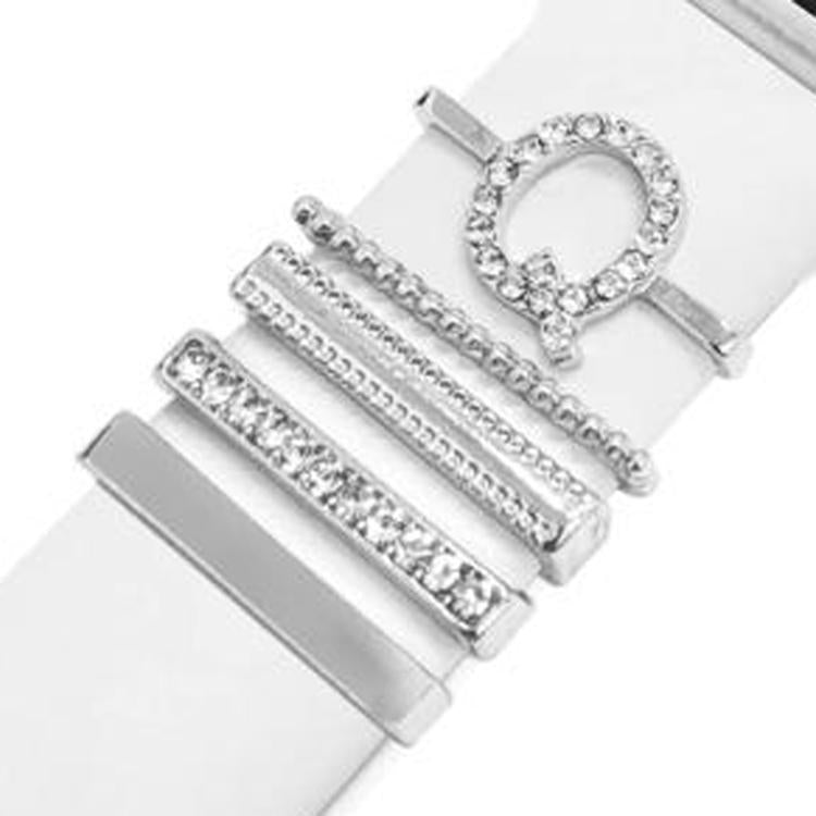 5pcs / Set 21mm Width Smart Watch Band Letter Decorative Ring Metal Accessories, Style: Q - 银色