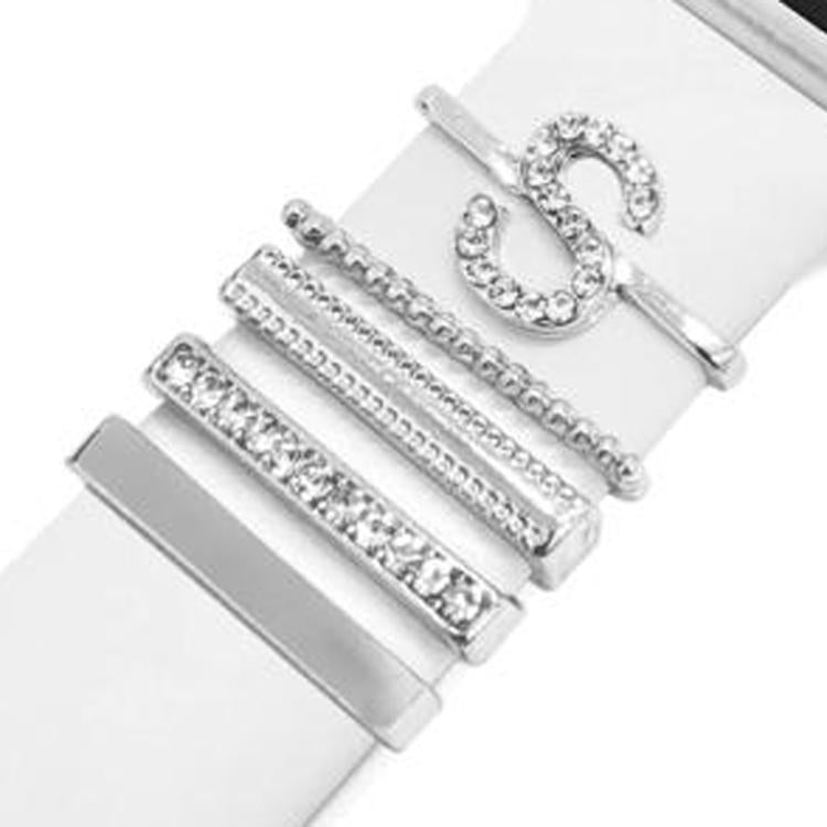 5pcs / Set 21mm Width Smart Watch Band Letter Decorative Ring Metal Accessories, Style: S - 银色