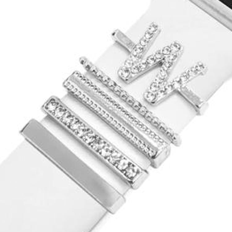 5pcs / Set 21mm Width Smart Watch Band Letter Decorative Ring Metal Accessories, Style: W - 银色