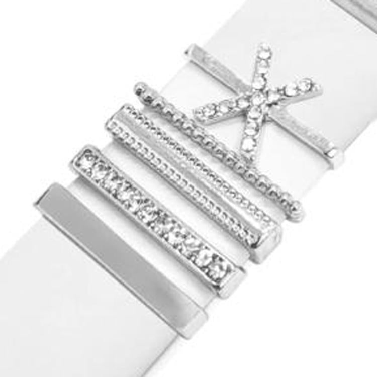 5pcs / Set 21mm Width Smart Watch Band Letter Decorative Ring Metal Accessories, Style: X - 银色