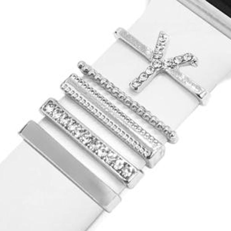 5pcs / Set 21mm Width Smart Watch Band Letter Decorative Ring Metal Accessories, Style: Y - 银色