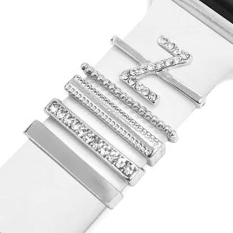 5pcs / Set 21mm Width Smart Watch Band Letter Decorative Ring Metal Accessories, Style: Z - 银色