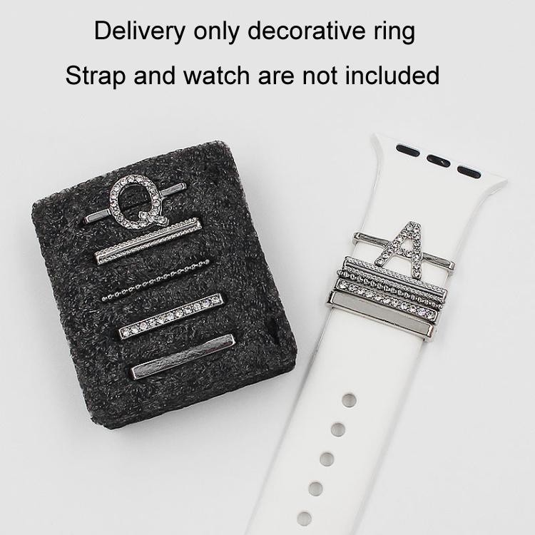 5pcs / Set 21mm Width Smart Watch Band Letter Decorative Ring Metal Accessories, Style: D - 银色
