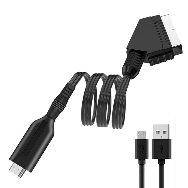 SCART To HDMI Converter For Set-Top Boxes Game Consoles Audio Video - Black