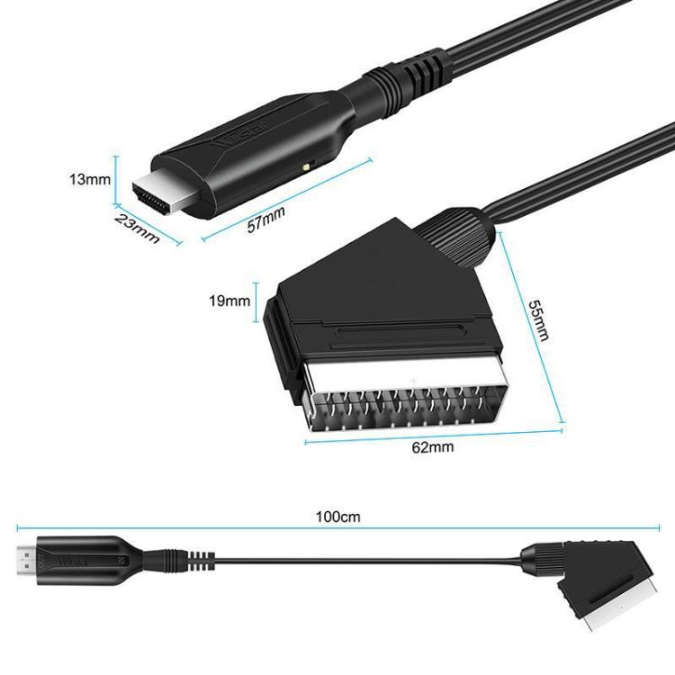 SCART To HDMI Converter For Set-Top Boxes Game Consoles Audio Video - Black