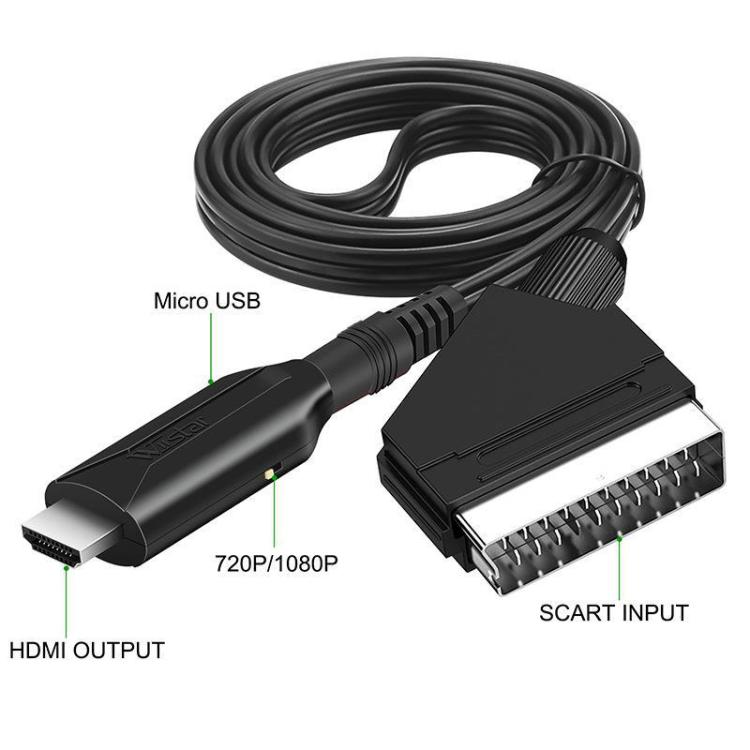 SCART To HDMI Converter For Set-Top Boxes Game Consoles Audio Video - Black
