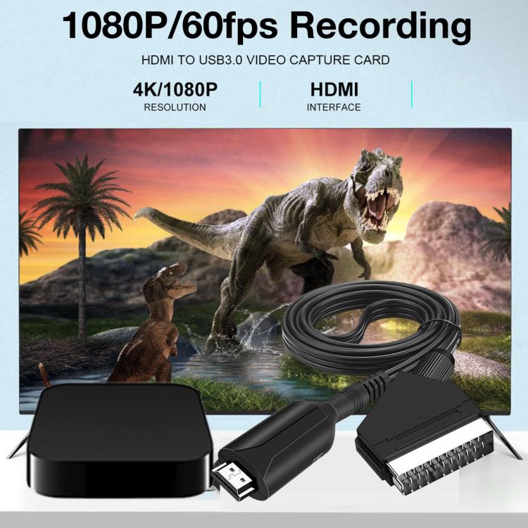 SCART To HDMI Converter For Set-Top Boxes Game Consoles Audio Video - Black