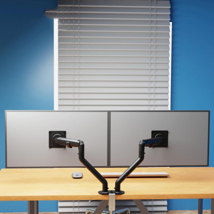 17-32 Inch Dual Monitor Mount Gas Spring 360 Degree Heavy Duty Floating Desk Arm - Black
