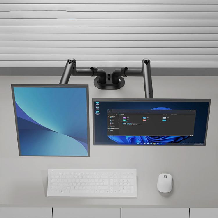17-32 Inch Dual Monitor Mount Gas Spring 360 Degree Heavy Duty Floating Desk Arm - Black