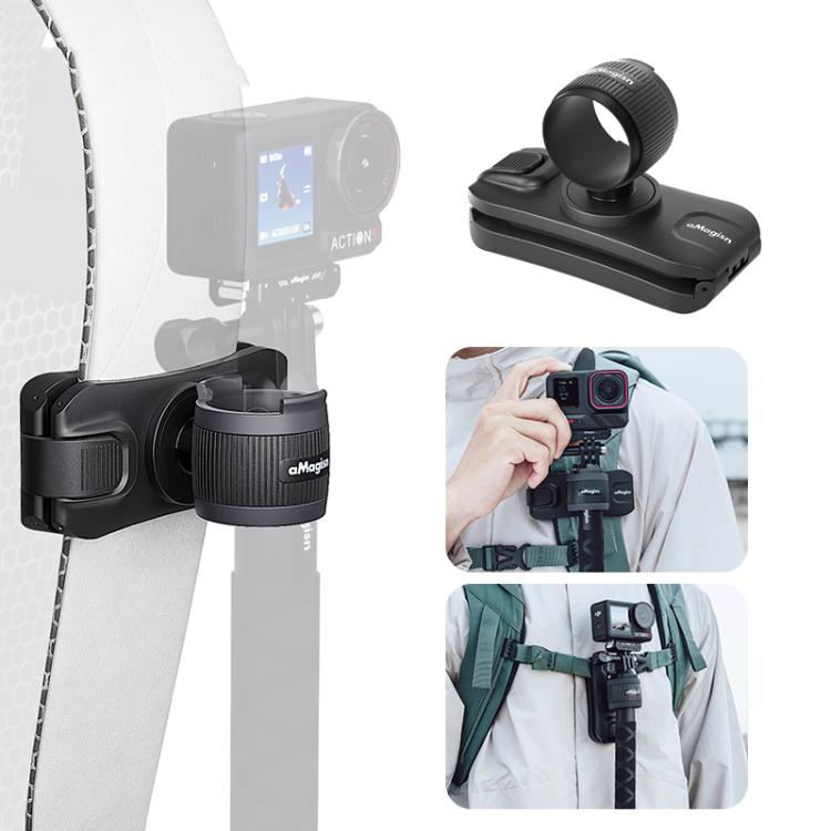 AMagisn Selfie Stick Hanger Action Camera Backpack Quick Attachment for Insta360 / DJI / GoPro - Black