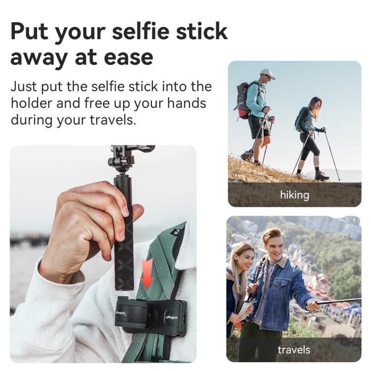 AMagisn Selfie Stick Hanger Action Camera Backpack Quick Attachment for Insta360 / DJI / GoPro - Black