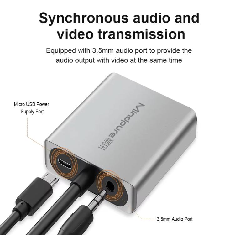 Mindpure AD014 Upgraded Version VGA To HDMI Converter For Computer Monitor Cable Adapter With Audio Power Supply