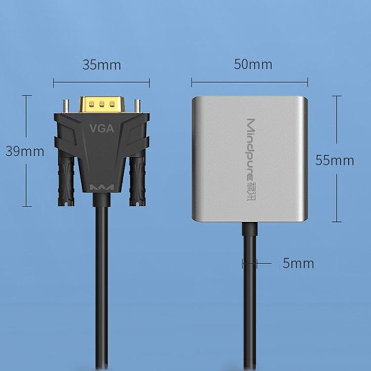 Mindpure AD014 Upgraded Version VGA To HDMI Converter For Computer Monitor Cable Adapter With Audio Power Supply