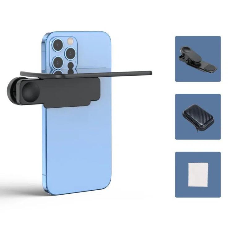 Mobile Phone Reflection Photo Clip Holder Adjustable Angle Mirror Clip Phone Reflector Selfie Artifact, Color: Black