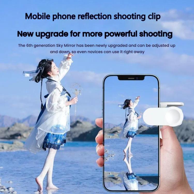 Mobile Phone Reflection Photo Clip Holder Adjustable Angle Mirror Clip Phone Reflector Selfie Artifact, Color: With Remote Control White