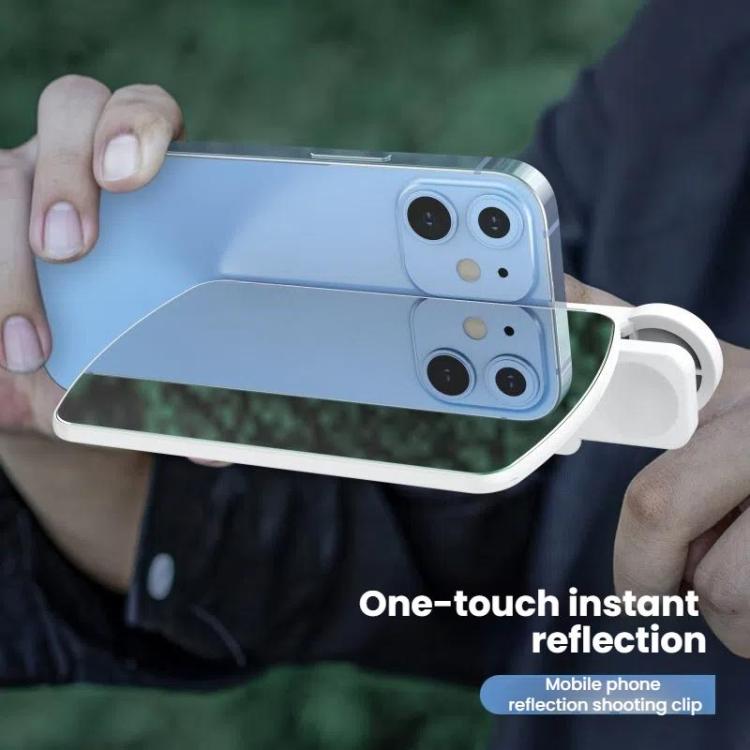 Mobile Phone Reflection Photo Clip Holder Adjustable Angle Mirror Clip Phone Reflector Selfie Artifact, Color: White