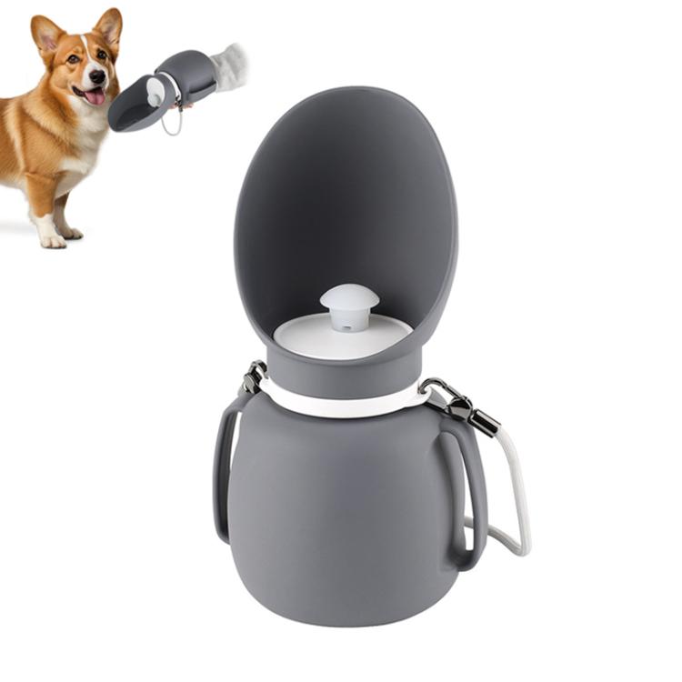 800ml Convenient Collapsible Pet Water Bottle Outdoor Dog Walking Drinking Waterer Mug - Gray