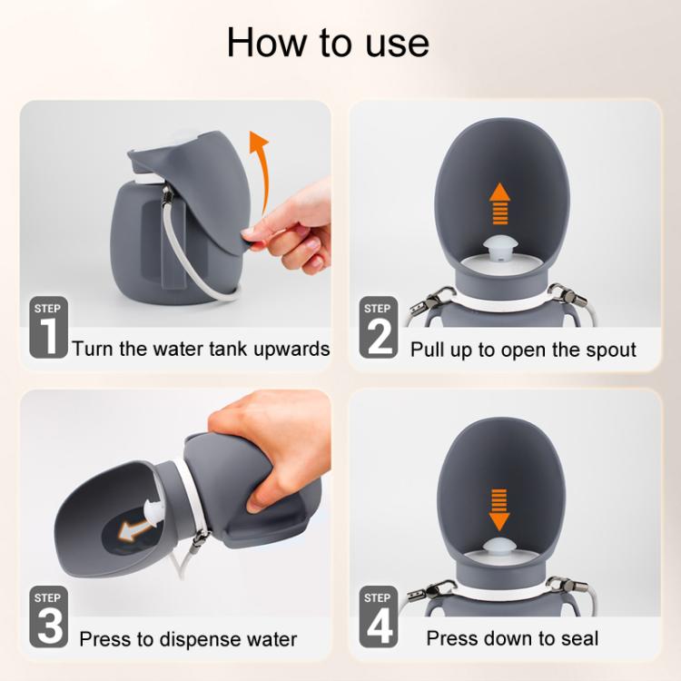 800ml Convenient Collapsible Pet Water Bottle Outdoor Dog Walking Drinking Waterer Mug - Gray