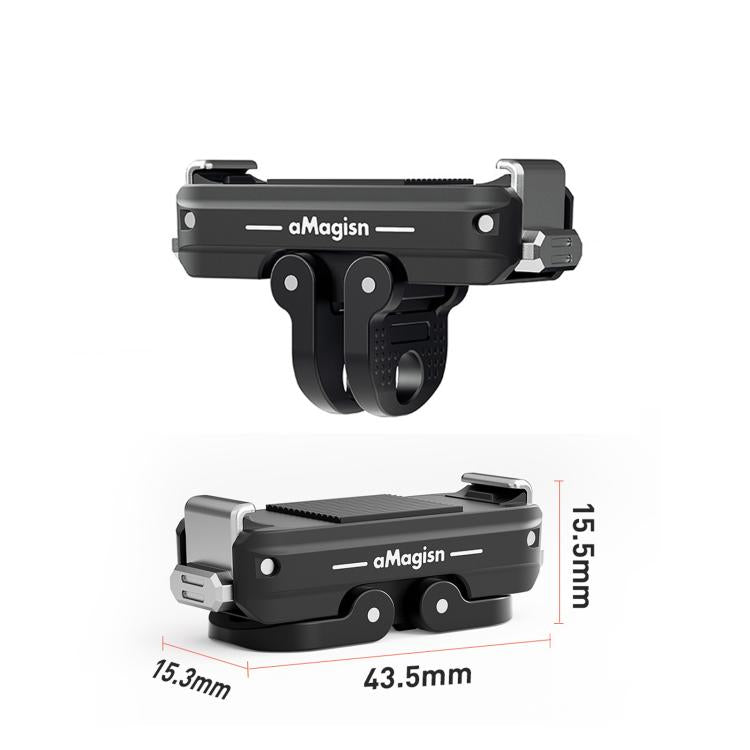 For DJI Osmo 360/Action 5 Pro/4/3 aMagisn Metal Magnetic Quick Release Mount Dual Interface Adapter - Black