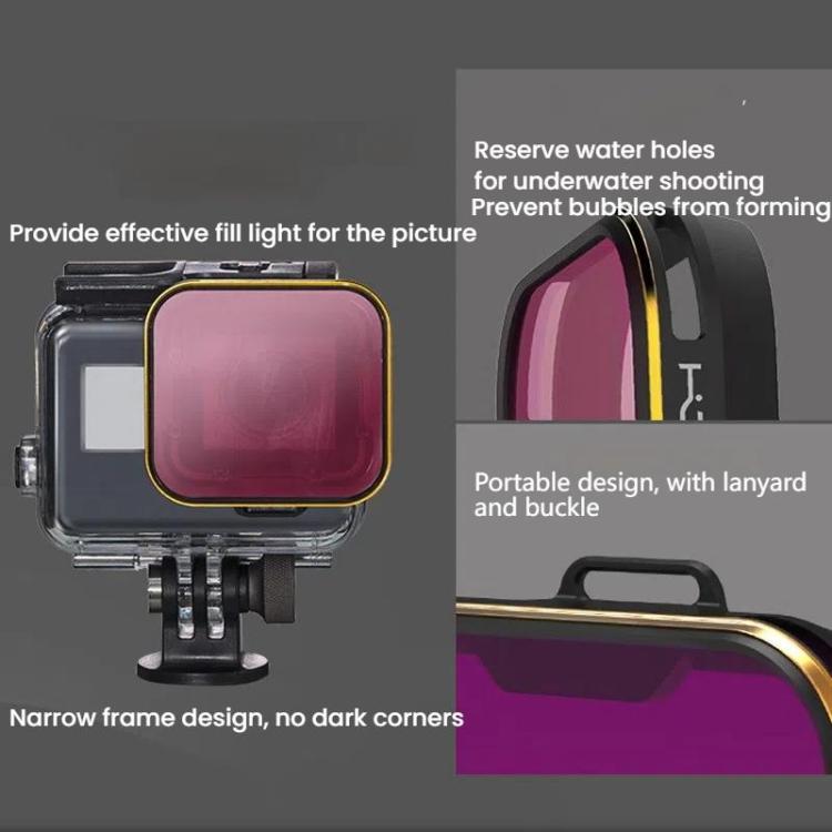 For GoPro 5/6 PGYTECH Deep Diving Snorkeling Filter Waterproof Case - Red