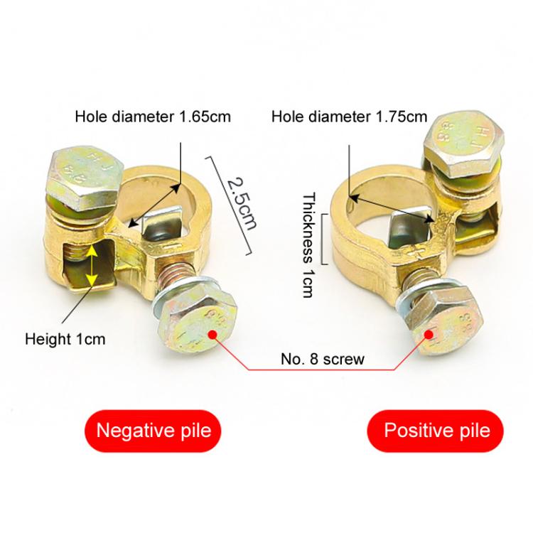 1pair Thickened Copper Battery Clip Automotive Battery Stake Multi-Function Connector