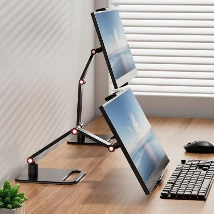 2-session Phone Tablet Monitor Desktop Stand Height and Angle Adjustable Bracket for Screen Within 17.3 Inch