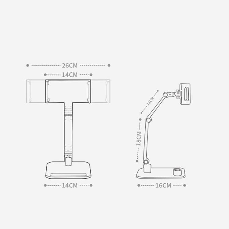3-session Phone Tablet Monitor Desktop Stand Height and Angle Adjustable Bracket for Screen Within 17.3 Inch