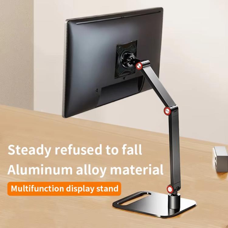 Portable Vesa Monitor Stand Height Adjustable Swivel Desk Mount For 17-Inch Screens - Black