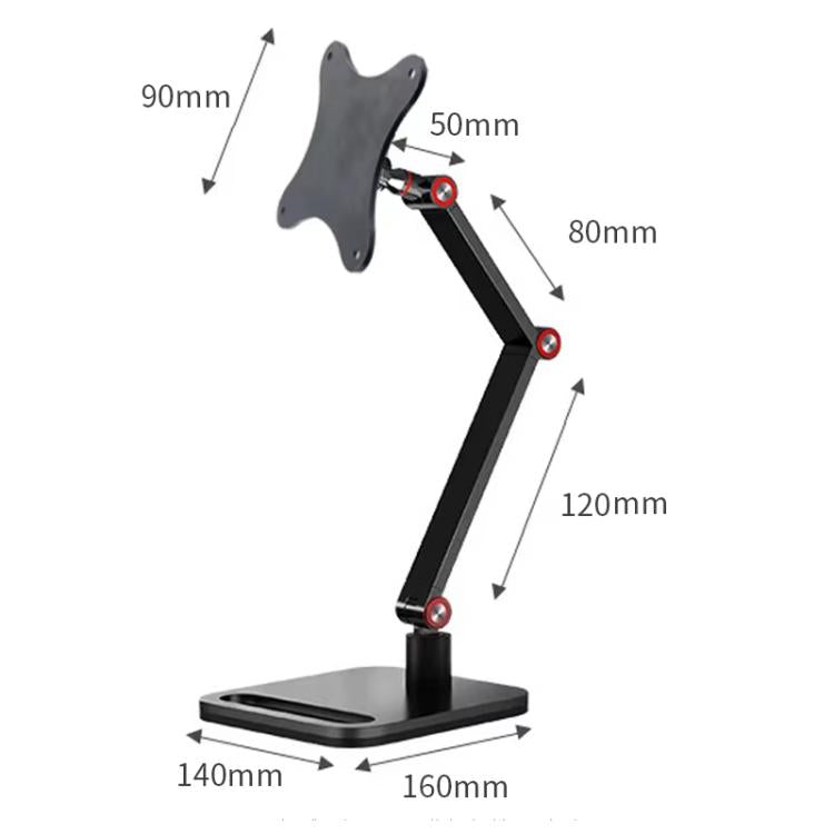 Portable Vesa Monitor Stand Height Adjustable Swivel Desk Mount For 17-Inch Screens - Black