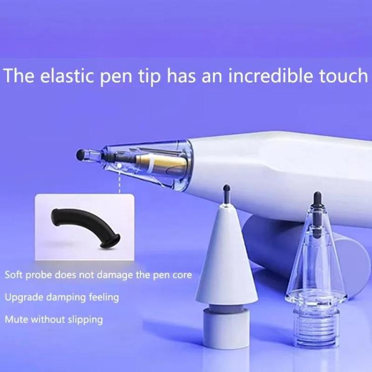 For Apple Pencil 2 / 1 Elastic Tip Soft Probe Silent Replacement Nib, Spec: 4B Transparent