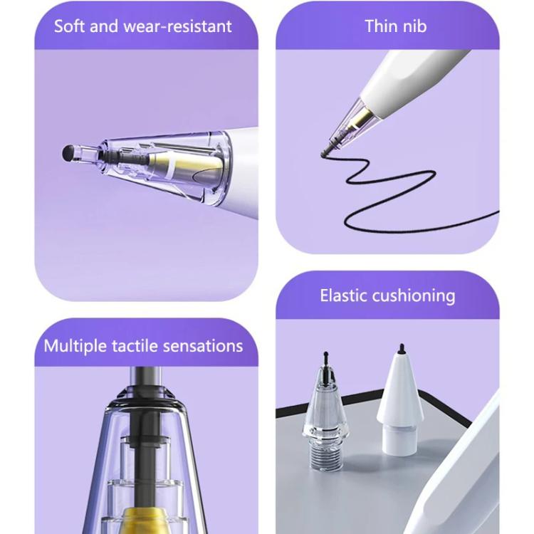 For Apple Pencil 2 / 1 Elastic Tip Soft Probe Silent Replacement Nib, Spec: HB Transparent