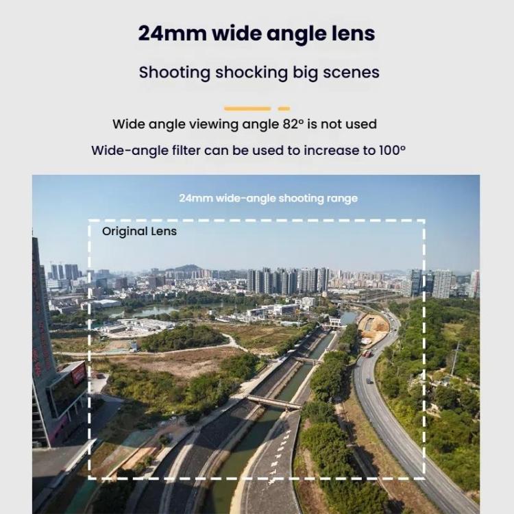 For DJI Flip RCSTQ 24mm100 Degree Wide Angle Filter Aluminum Alloy Frame Ultra Wide Angle - Wide Angle+Aluminum Frame